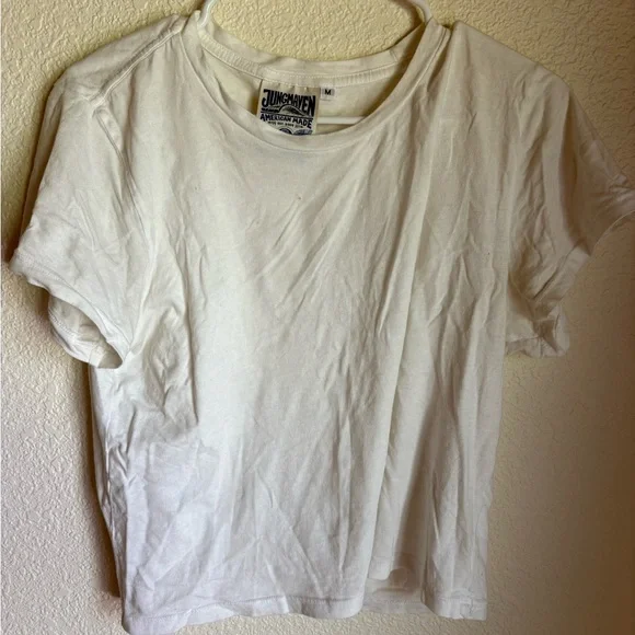 Jungmaven White Casual Crop Tee - Picture 1 of 1